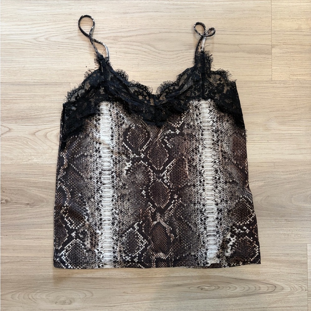 Zara Lace Trim Snake Print Cami